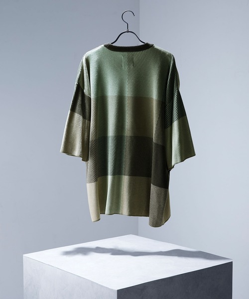 ENDER PRODUCTS（エンダープロダクツ）の「マルチパターンWジャガードサマーニットS/Sプルオーバー/ブロックチェック/タイダイ 【ENDER PRODUCTS/エンダープロダクツ】（ニット/セーター・メンズ・ブラック系/グリーン系/グレー系/アイボリー系/ブルー系・L/M）」の11枚目の写真