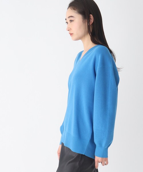 OPAQUE.CLIP（オペークドットクリップ）の「◆オーガニックコットンVネックニットプルオーバー【UVケア/洗える】（ニット/セーター・レディース・ブラック/オフホワイト/ブルー・38/40）」の13枚目の写真