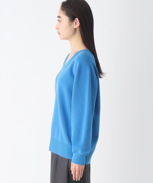 OPAQUE.CLIP（オペークドットクリップ）の「◆オーガニックコットンVネックニットプルオーバー【UVケア/洗える】（ニット/セーター・レディース・ブラック/オフホワイト/ブルー・38/40）」の22枚目の写真