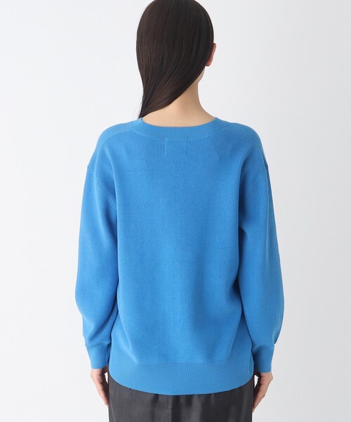 OPAQUE.CLIP（オペークドットクリップ）の「◆オーガニックコットンVネックニットプルオーバー【UVケア/洗える】（ニット/セーター・レディース・ブラック/オフホワイト/ブルー・38/40）」の19枚目の写真