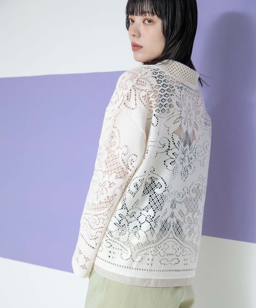 Eimee Law（エイミーロウ）の「パネルレースシャツジャケット（シャツ/ブラウス・レディース・オフホワイト/キナリ/ブラック・38）」の16枚目の写真