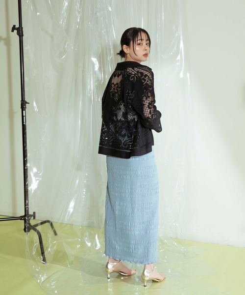 Eimee Law（エイミーロウ）の「パネルレースシャツジャケット（シャツ/ブラウス・レディース・オフホワイト/キナリ/ブラック・38）」の12枚目の写真