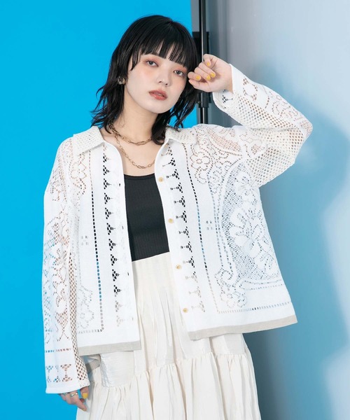 Eimee Law（エイミーロウ）の「パネルレースシャツジャケット（シャツ/ブラウス・レディース・オフホワイト/キナリ/ブラック・38）」の15枚目の写真