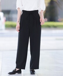 THE SHOP TK  | 【洗える】麻調ハイウエストタックワイドパンツ(その他パンツ)