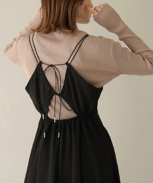 CLEIO（クレイオ）の「【CLEIO】フクレジャガードキャミワンピース（ワンピース・レディース・アイボリー/ブラック・FREE）」の2枚目の写真