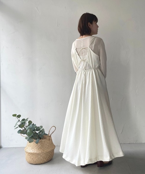 CLEIO（クレイオ）の「【CLEIO】フクレジャガードキャミワンピース（ワンピース・レディース・アイボリー/ブラック・FREE）」の6枚目の写真