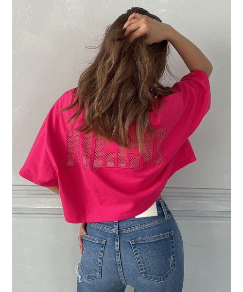 GYDA（ジェイダ）の「RILEYメッシュショートTシャツ（Tシャツ/カットソー・レディース・ピンク/ブラック/オフホワイト・FREE）」の3枚目の写真