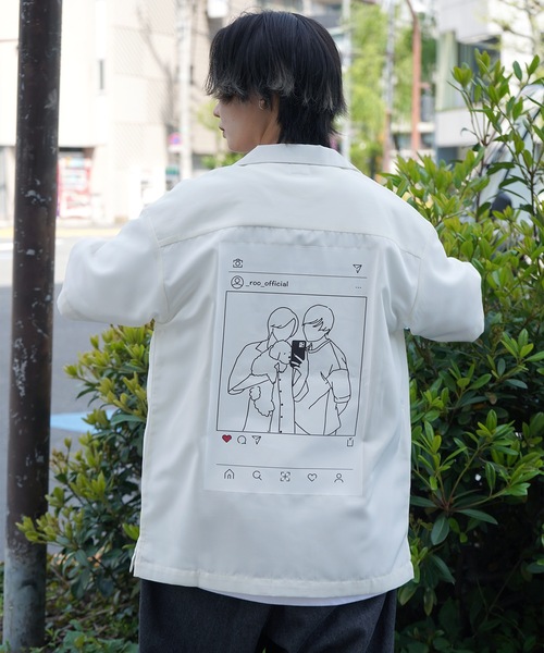 Roo(ルー)の「【Roo / ルー】カップルフォト バックプリントオープンカラーシャツ(シャツ/ブラウス・レディース・ナチュラル/サックスブルー/ブラック/グリーン・M/L)」の3枚目の写真