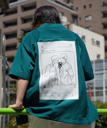 Roo（ルー）の「【Roo / ルー】カップルフォト バックプリントオープンカラーシャツ（シャツ/ブラウス）」