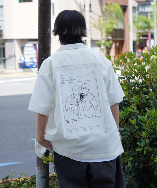 Roo(ルー)の「【Roo / ルー】カップルフォト バックプリントオープンカラーシャツ(シャツ/ブラウス・レディース・ナチュラル/サックスブルー/ブラック/グリーン・M/L)」の8枚目の写真