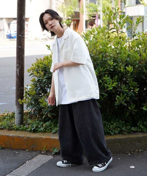 Roo(ルー)の「【Roo / ルー】カップルフォト バックプリントオープンカラーシャツ(シャツ/ブラウス・レディース・ナチュラル/サックスブルー/ブラック/グリーン・M/L)」の11枚目の写真