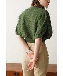 FRINGE ARCH SLEEVE KNIT TOPS