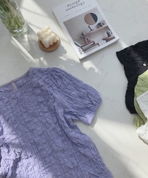 AS KNOW AS plus | 〇ボリュームスリーブ ぽこぽこ半袖プルオーバー(Tシャツ/カットソー)