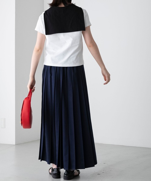 BONLECILL（ボンルシール）の「配色セーラーカラー半袖Tシャツ（Tシャツ/カットソー・レディース・ブラック/オフホワイト/ネイビー・FREE）」の9枚目の写真