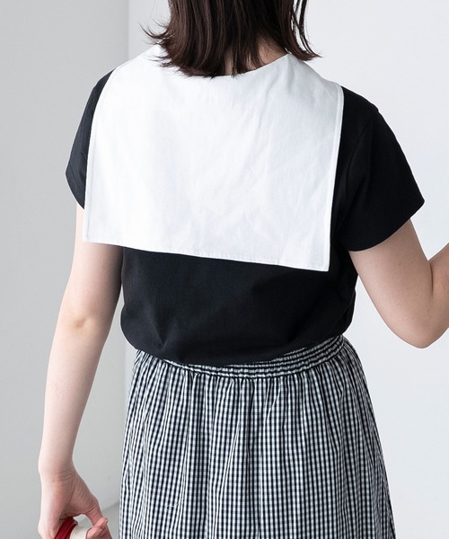 BONLECILL（ボンルシール）の「配色セーラーカラー半袖Tシャツ（Tシャツ/カットソー・レディース・ブラック/オフホワイト/ネイビー・FREE）」の19枚目の写真