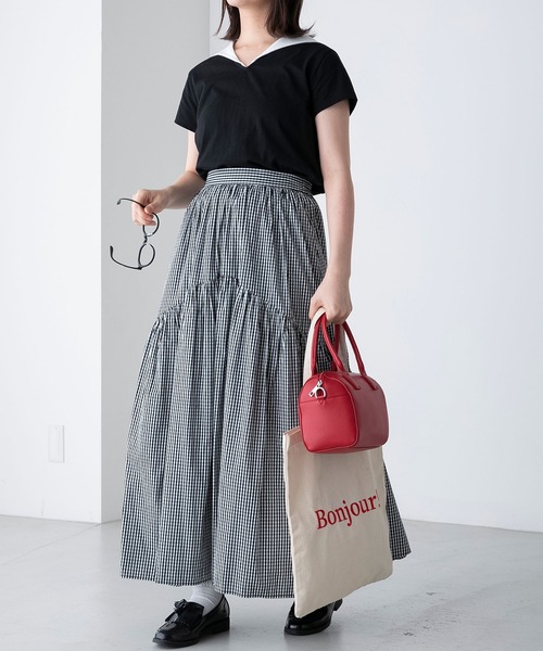 BONLECILL（ボンルシール）の「配色セーラーカラー半袖Tシャツ（Tシャツ/カットソー・レディース・ブラック/オフホワイト/ネイビー・FREE）」の15枚目の写真