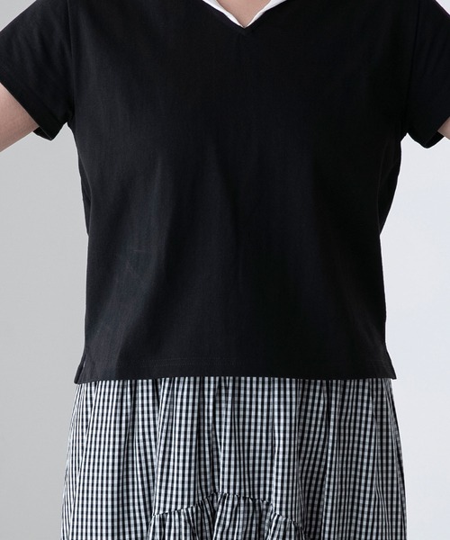BONLECILL（ボンルシール）の「配色セーラーカラー半袖Tシャツ（Tシャツ/カットソー・レディース・ブラック/オフホワイト/ネイビー・FREE）」の21枚目の写真
