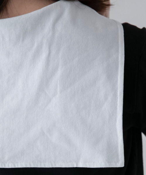 BONLECILL（ボンルシール）の「配色セーラーカラー半袖Tシャツ（Tシャツ/カットソー・レディース・ブラック/オフホワイト/ネイビー・FREE）」の8枚目の写真