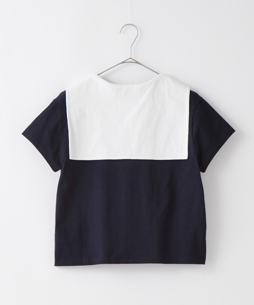 BONLECILL（ボンルシール）の「配色セーラーカラー半袖Tシャツ（Tシャツ/カットソー・レディース・ブラック/オフホワイト/ネイビー・FREE）」の22枚目の写真