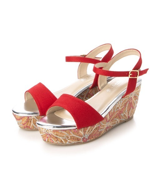 Realta（レアルタ）の「Realta(レアルタ)花柄刺入り厚底ウェッジストラップサンダル（サンダル・レディース・レッド/ピンク/ブラック・M/S/LL/L）」の8枚目の写真