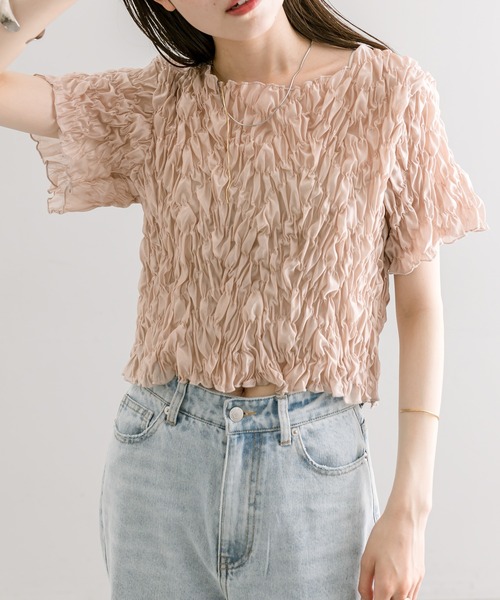 mystic(ミスティック)の「シャーリングフレンチTシャツ(シャツ/ブラウス・レディース・ブラック/ピンク/アイボリー・FREE)」の21枚目の写真