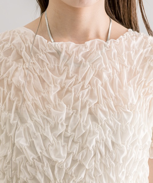 mystic(ミスティック)の「シャーリングフレンチTシャツ(シャツ/ブラウス・レディース・ブラック/ピンク/アイボリー・FREE)」の15枚目の写真