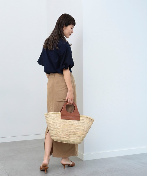 新品 Demi-Luxe BEAMS リネンレーヨンペンシルスカート べージュ Demi-Luxe BEAMS（デミルクス ビームス）の「Demi-Luxe BEAMS