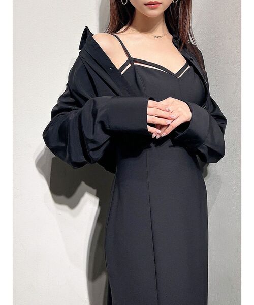 RESEXXY（リゼクシー）の「バルーンヘムクロップドシャツ（シャツ/ブラウス・レディース・ブルー/ブラック/ホワイト・FREE）」の3枚目の写真