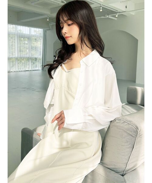RESEXXY（リゼクシー）の「バルーンヘムクロップドシャツ（シャツ/ブラウス・レディース・ブルー/ブラック/ホワイト・FREE）」の8枚目の写真