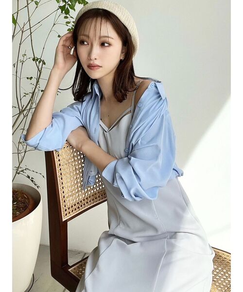 RESEXXY（リゼクシー）の「バルーンヘムクロップドシャツ（シャツ/ブラウス・レディース・ブルー/ブラック/ホワイト・FREE）」の12枚目の写真