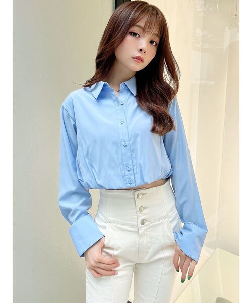 RESEXXY（リゼクシー）の「バルーンヘムクロップドシャツ（シャツ/ブラウス・レディース・ブルー/ブラック/ホワイト・FREE）」の16枚目の写真