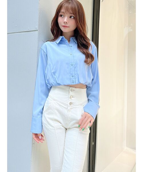 RESEXXY（リゼクシー）の「バルーンヘムクロップドシャツ（シャツ/ブラウス・レディース・ブルー/ブラック/ホワイト・FREE）」の17枚目の写真