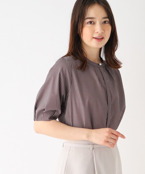 ストライプブラウス　パフスリーブ サイズ36 index（インデックス）の「◇パフスリーブ ストライプブラウス/シャツ