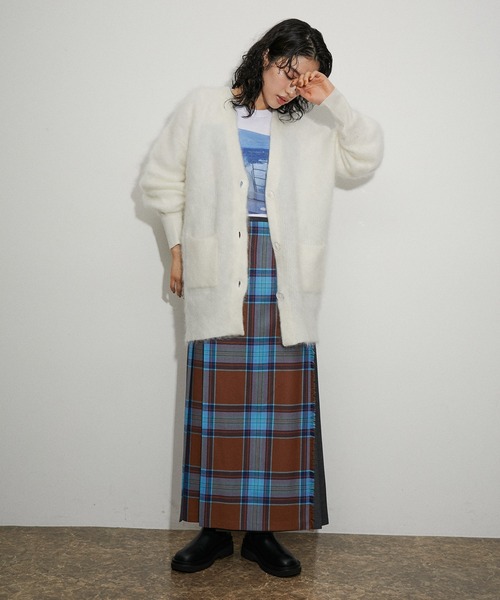 ADAM ET ROPE'（アダムエロペ）の「モヘヤカーディガン（カーディガン/ボレロ・レディース・ブラウン/ホワイト/ライトグリーン・FREE）」の5枚目の写真