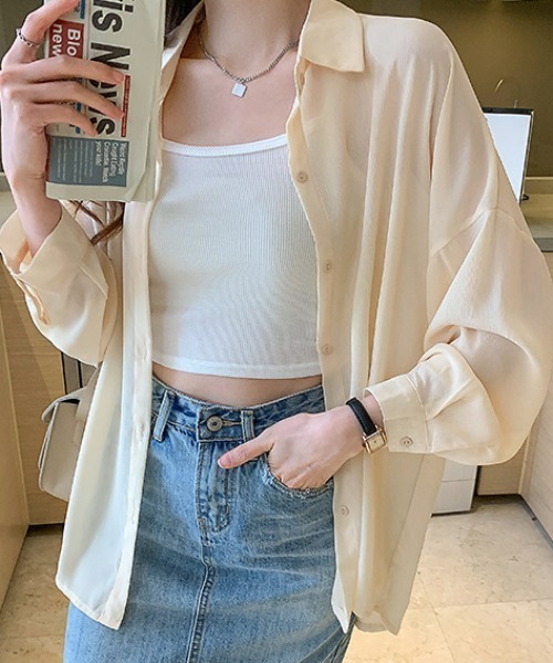 Mimma/Mimaa(ミマ)の「【emaan】シースルーカラーシャツ(シャツ/ブラウス・レディース・イエロー/パープル/グリーン/ホワイト・FREE)」の21枚目の写真