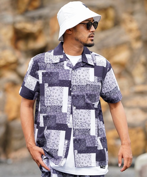 adamsJUGGLER(アダムスジャグラー)の「23/バンダナショートシャツ(シャツ/ブラウス・メンズ・グレー/ブラック・M/L/XL)」の5枚目の写真