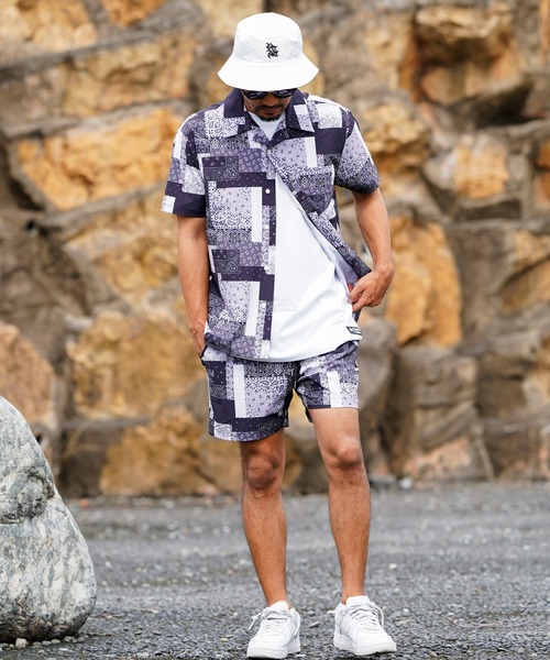 adamsJUGGLER(アダムスジャグラー)の「23/バンダナショートシャツ(シャツ/ブラウス・メンズ・グレー/ブラック・M/L/XL)」の4枚目の写真