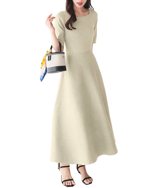 KOBE LETTUCE（コウベレタス）の「[ 選べるネック＆袖丈 ] フィット&フレアニットワンピース（ワンピース・レディース・ホワイト系その他/モカ/ブラック系/ホワイト系その他2/ブラウン系/ブラック/ダークカーキ/ブラック系1/ブラウン系1/チャコールグレー/ホワイト系その他3/ブラック系2/ホワイト系その他4/グレー系/ネイビー系/ネイビー/グレー系1/ホワイト系/ブラック系3/ホワイト系1/ネイビー系1/グレー系2/ブルー系/ブルー/ネイビー系2/ホワイト系3/グレー系3/ネイビー系3/ホワイト系2/グレー系4/ブラック系4/グリーン系/グリーン系1/ホワイト系5/グレー系6/ホワイト系4/ネイビー系5/ホワイト系その他6/ブラック系6/グレー系5/ネイビー系4/ホワイト系その他5/ブラック系5/ワインレッド/レッド系/グレー系7/ブラウン系2/グレー系8/ブラウン系3/グレー系9・M/M1/M2/M3/M4/M5/2M/1M/5/3/PM/2）」の10枚目の写真