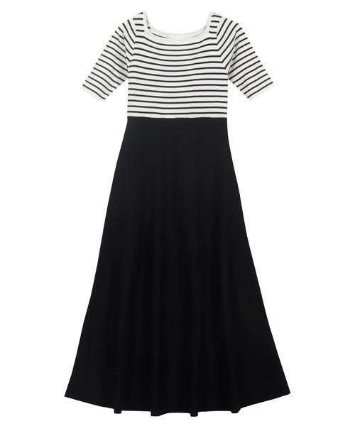 KOBE LETTUCE（コウベレタス）の「[ 選べるネック＆袖丈 ] フィット&フレアニットワンピース（ワンピース・レディース・ホワイト系その他/モカ/ブラック系/ホワイト系その他2/ブラウン系/ブラック/ダークカーキ/ブラック系1/ブラウン系1/チャコールグレー/ホワイト系その他3/ブラック系2/ホワイト系その他4/グレー系/ネイビー系/ネイビー/グレー系1/ホワイト系/ブラック系3/ホワイト系1/ネイビー系1/グレー系2/ブルー系/ブルー/ネイビー系2/ホワイト系3/グレー系3/ネイビー系3/ホワイト系2/グレー系4/ブラック系4/グリーン系/グリーン系1/ホワイト系5/グレー系6/ホワイト系4/ネイビー系5/ホワイト系その他6/ブラック系6/グレー系5/ネイビー系4/ホワイト系その他5/ブラック系5/ワインレッド/レッド系/グレー系7/ブラウン系2/グレー系8/ブラウン系3/グレー系9・M/M1/M2/M3/M4/M5/2M/1M/5/3/PM/2）」の3枚目の写真