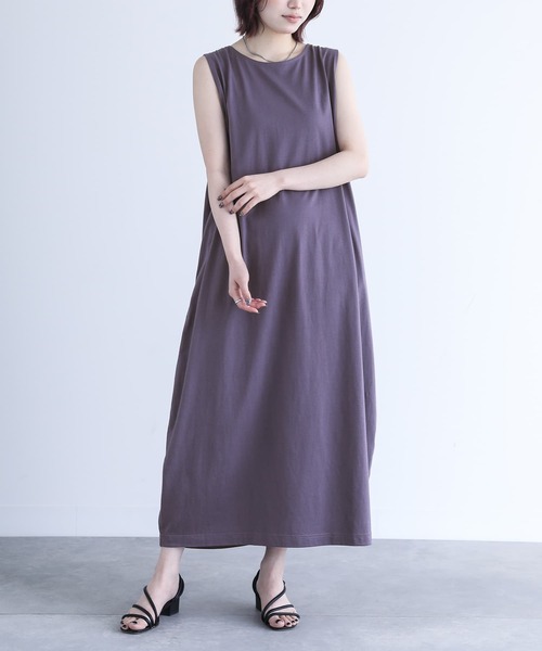 n'OrLABEL（ノアールレーベル）の「【汗じみ防止】コクーンワンピース（ワンピース・レディース・パープル/ブラック/ブルーグリーン/グレイッシュベージュ・1/2）」の4枚目の写真