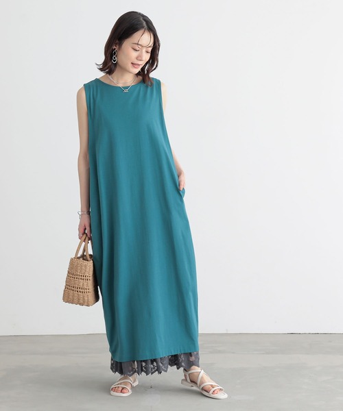 n'OrLABEL（ノアールレーベル）の「【汗じみ防止】コクーンワンピース（ワンピース・レディース・パープル/ブラック/ブルーグリーン/グレイッシュベージュ・1/2）」の5枚目の写真