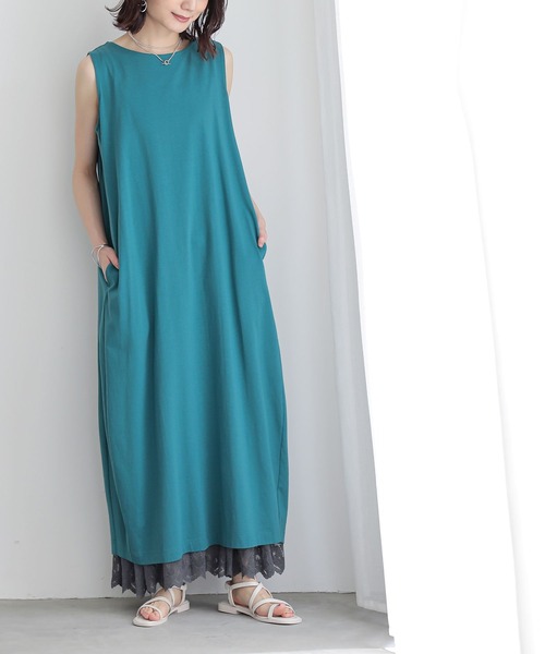 n'OrLABEL（ノアールレーベル）の「【汗じみ防止】コクーンワンピース（ワンピース・レディース・パープル/ブラック/ブルーグリーン/グレイッシュベージュ・1/2）」の12枚目の写真