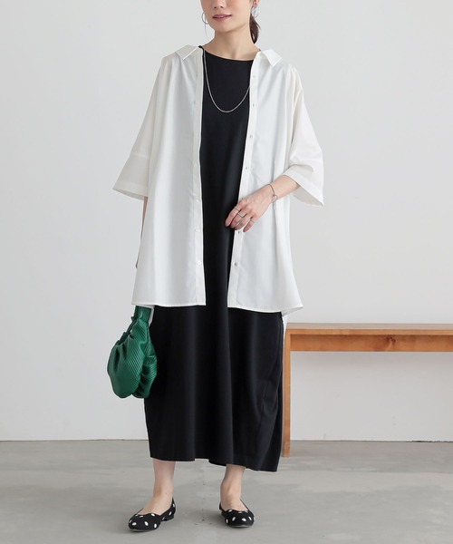 n'OrLABEL（ノアールレーベル）の「【汗じみ防止】コクーンワンピース（ワンピース・レディース・パープル/ブラック/ブルーグリーン/グレイッシュベージュ・1/2）」の6枚目の写真