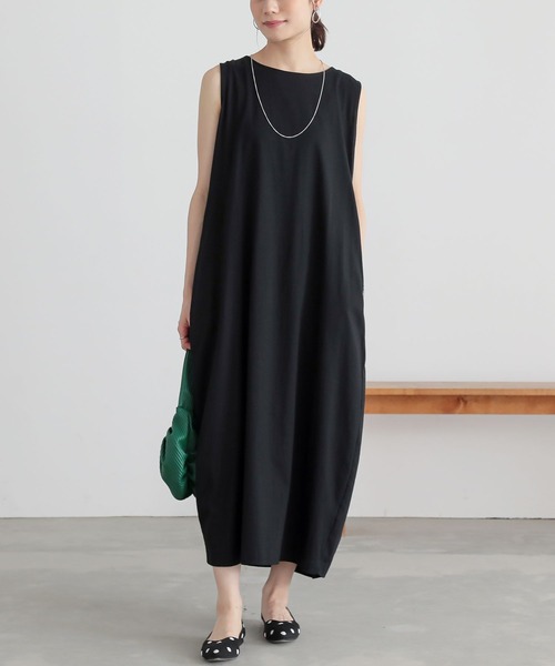 n'OrLABEL（ノアールレーベル）の「【汗じみ防止】コクーンワンピース（ワンピース・レディース・パープル/ブラック/ブルーグリーン/グレイッシュベージュ・1/2）」の9枚目の写真