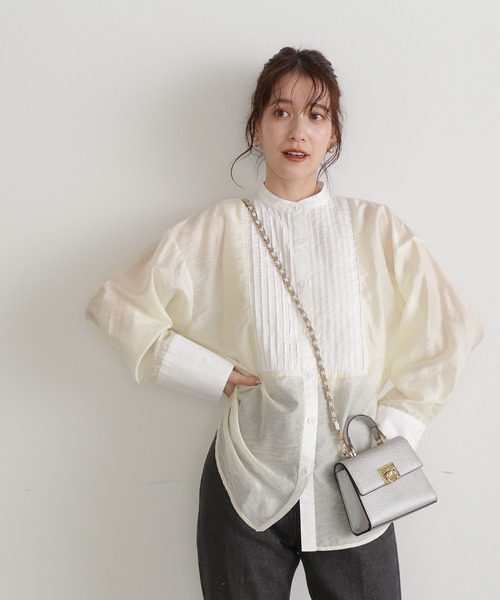 N.（N. Natural Beauty Basic）（エヌエヌナチュラルビューティーベーシック）の「◆ピンタックドレスシャツ（シャツ/ブラウス・レディース・ベージュ/オフホワイト・MEDIUM）」の13枚目の写真