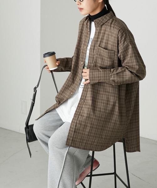 forksy.(フォルクシー)の「【forksy.】チェックレギュラーカラーシャツ(シャツ/ブラウス・レディース・ブルー/ブラウン/グリーン・FREE)」の2枚目の写真