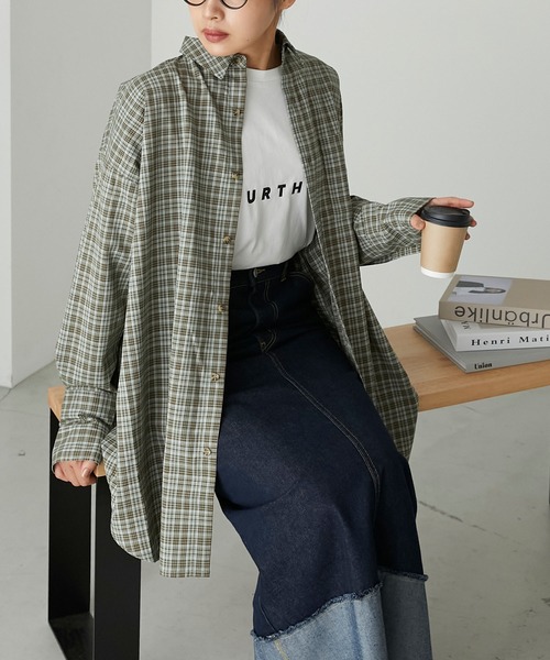 forksy.(フォルクシー)の「【forksy.】チェックレギュラーカラーシャツ(シャツ/ブラウス・レディース・ブルー/ブラウン/グリーン・FREE)」の3枚目の写真