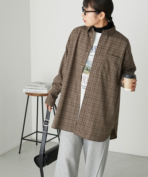 forksy.(フォルクシー)の「【forksy.】チェックレギュラーカラーシャツ(シャツ/ブラウス・レディース・ブルー/ブラウン/グリーン・FREE)」の4枚目の写真