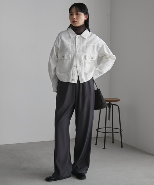 Aunt Marie's（アントマリーズ）の「【サイズ展開あり】オーバーサイズルーズGジャン（デニムジャケット・レディース・ブラック/ブルー/ネイビー/ホワイト・SMALL/FREE）」の12枚目の写真