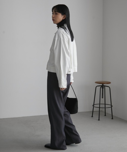 Aunt Marie's（アントマリーズ）の「【サイズ展開あり】オーバーサイズルーズGジャン（デニムジャケット・レディース・ブラック/ブルー/ネイビー/ホワイト・SMALL/FREE）」の13枚目の写真